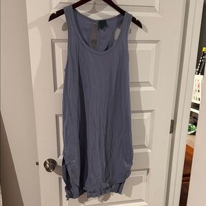 Anthropologie Women's Blue Sleeveless Asymmetrical Side Slit Dress Medium